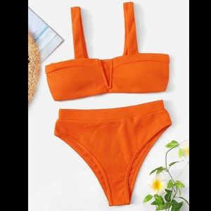 Unworn | Ribbed V-Wired High Wasted Bikini Set